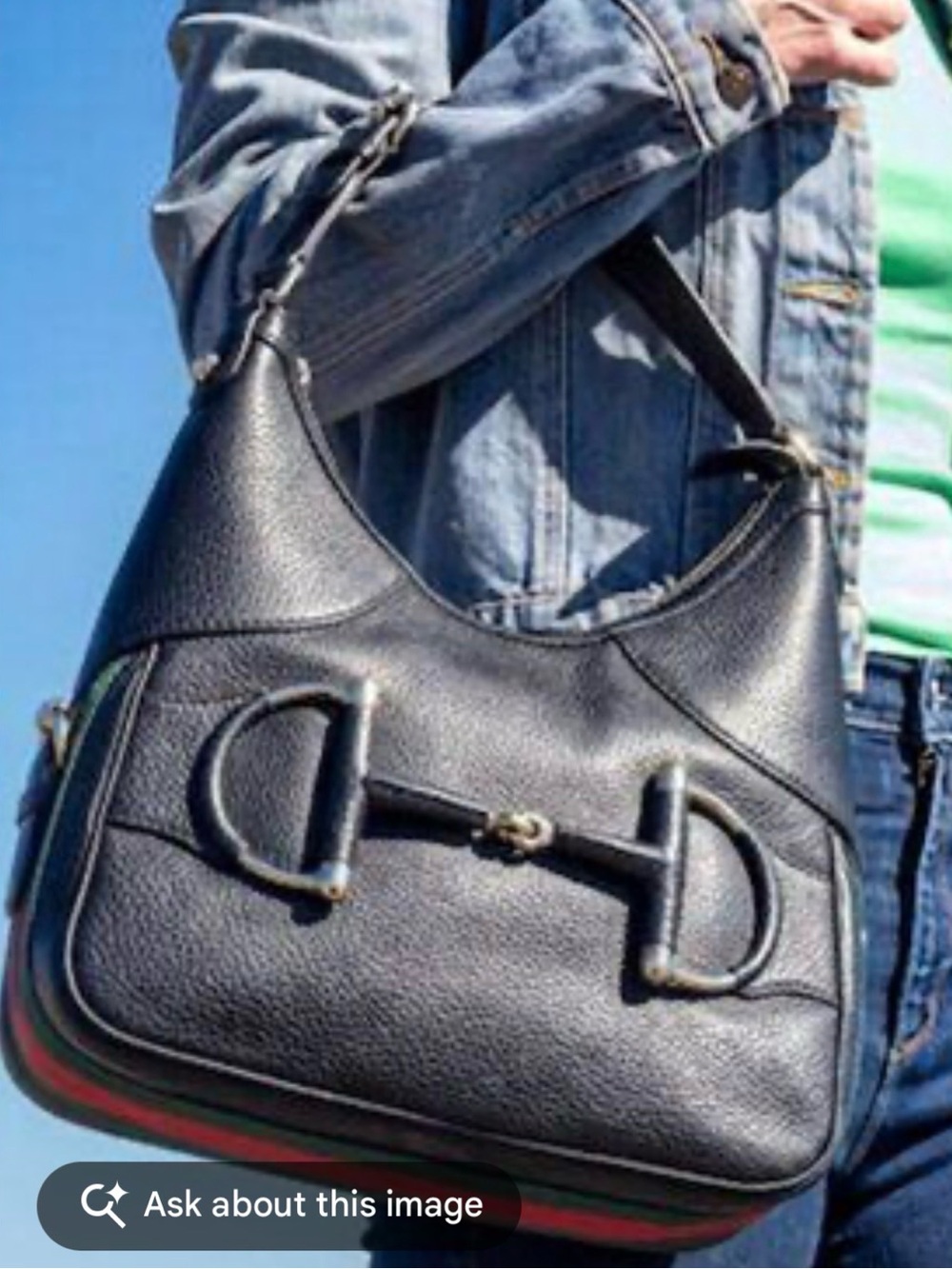 Gucci Black Leather Shoulder Bag with Horsebit Detail - Picture 2 of 15